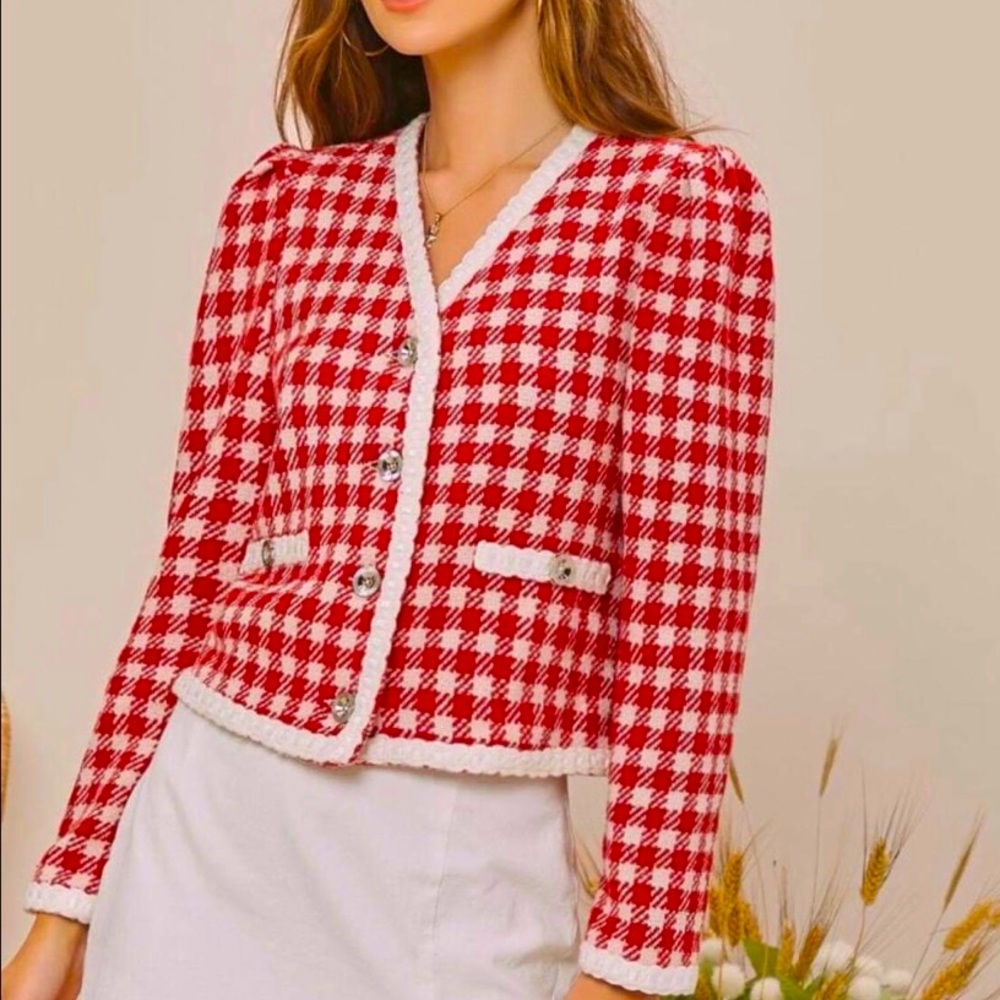 🆕 The Trendsetter! Wear-Anywear Red Plaid Blazer ❤️🛍